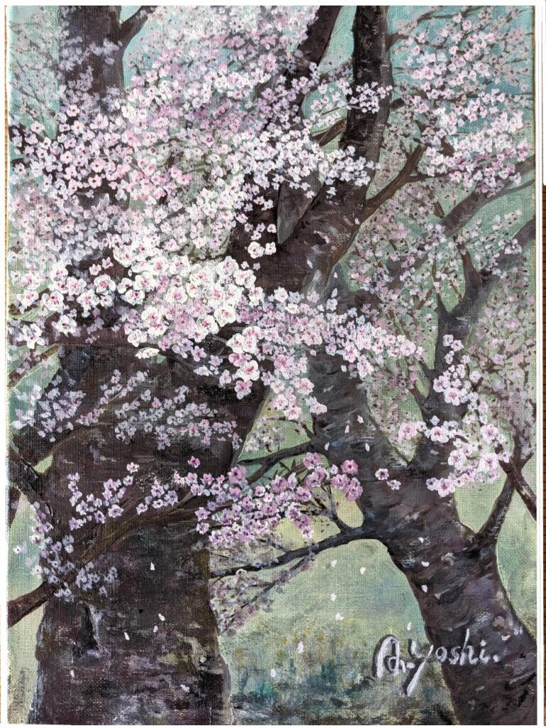 桜  F4 油彩　吉用明敏